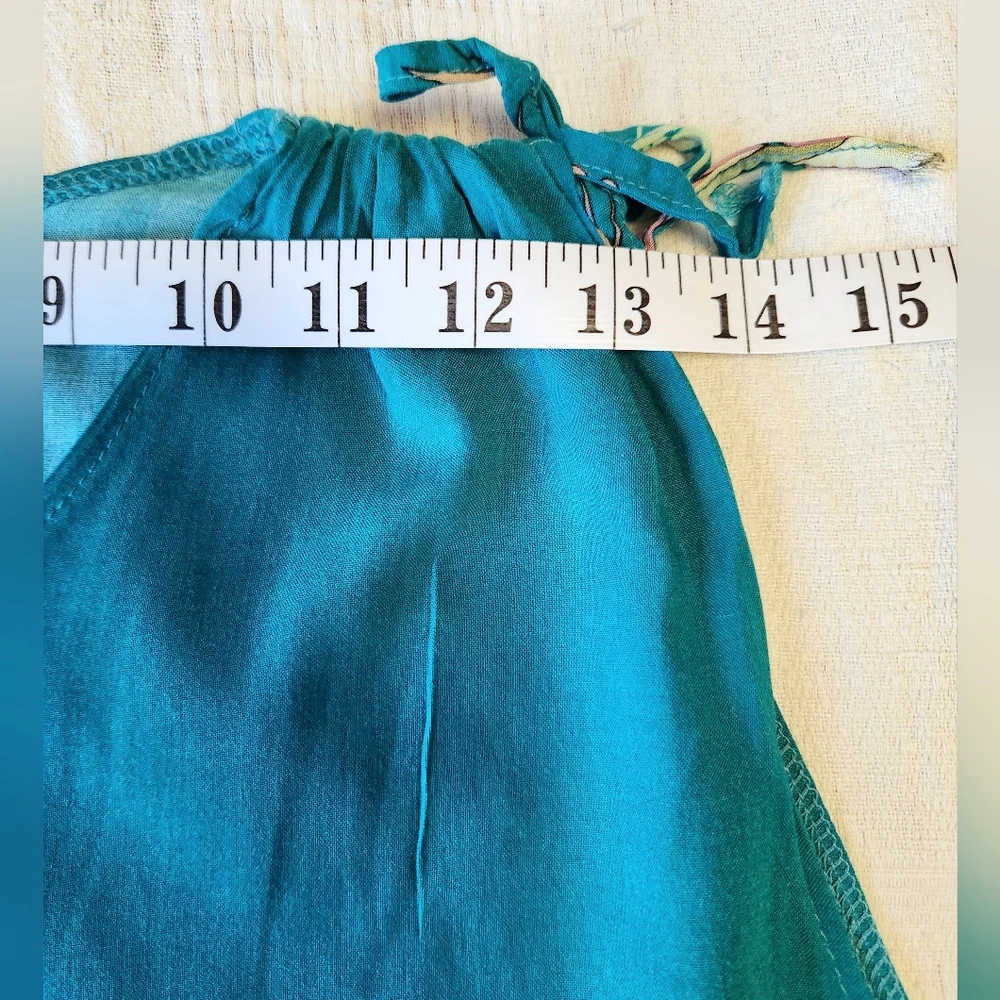 Teal Peacock Print Tunic Midi Dress🦚95% Cotton - Picture 4 of 8